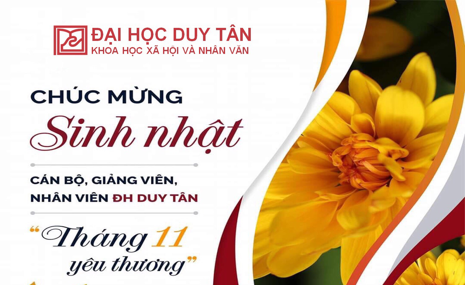 Thư chúc mừng Sinh Nhật cán bộ, giảng viên Khoa Khoa học Xã hội và Nhân Văn tháng 11 năm 2021